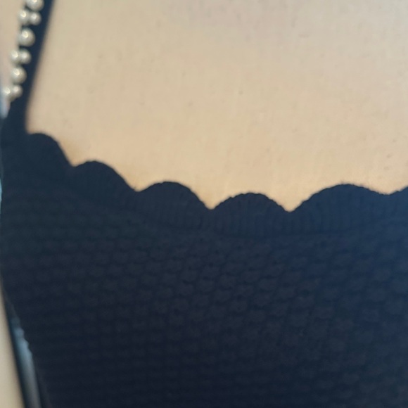 Aqua Black Scallop Knit Camisole with Pearl Straps - Picture 7 of 9